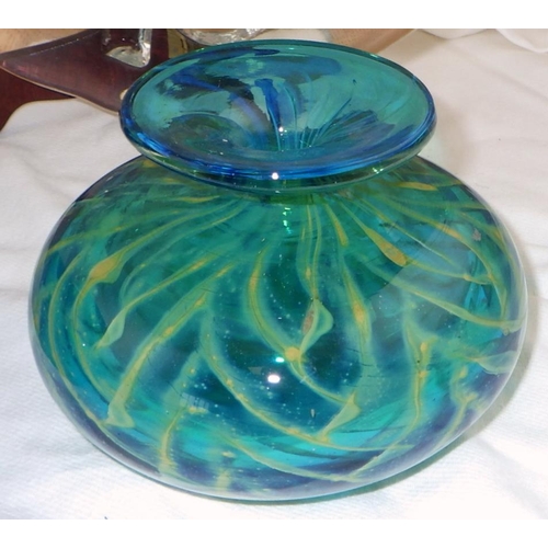 87 - A large Orrefors tray together with a Mdina vase and a Scottish Art glass vase (3)