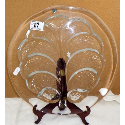 87 - A large Orrefors tray together with a Mdina vase and a Scottish Art glass vase (3)