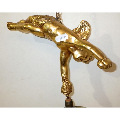 335 - A pair of cherub hanging lights, approx 40cm drop