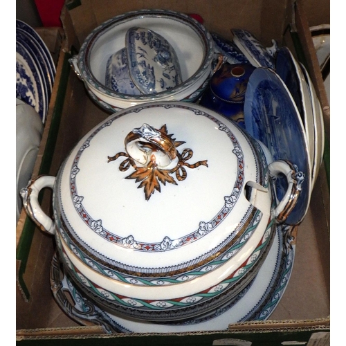 183 - Four boxes of 19thC and later table wares af (4)