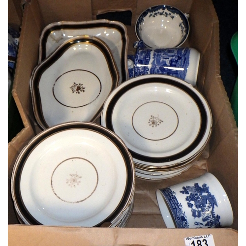 183 - Four boxes of 19thC and later table wares af (4)