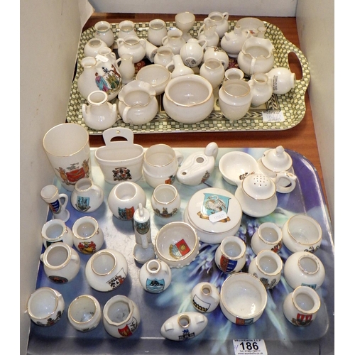 186 - A collection of crested china souvenir miniature's approx60 (2)