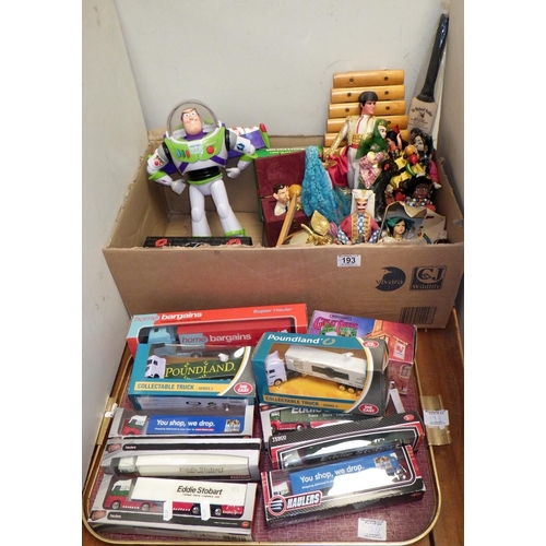 193 - A Buzz lightyear together with misc boxed lorries, Spanish dolls etc