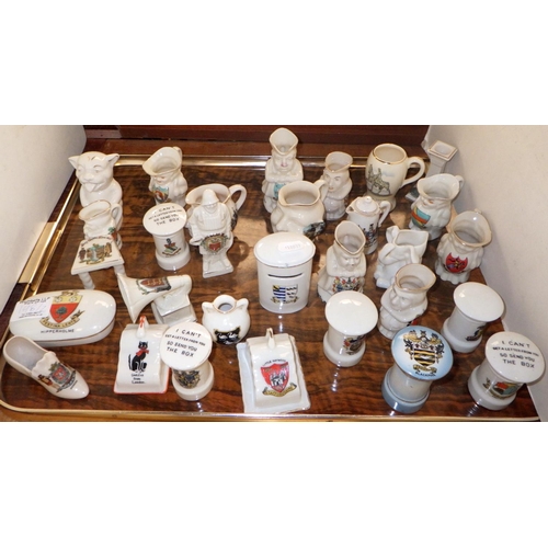 198 - A collection of crested china souvenir miniature's approx60 (2)