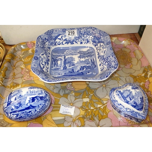 210 - Spode Italian bowl and two lidded pots (3)