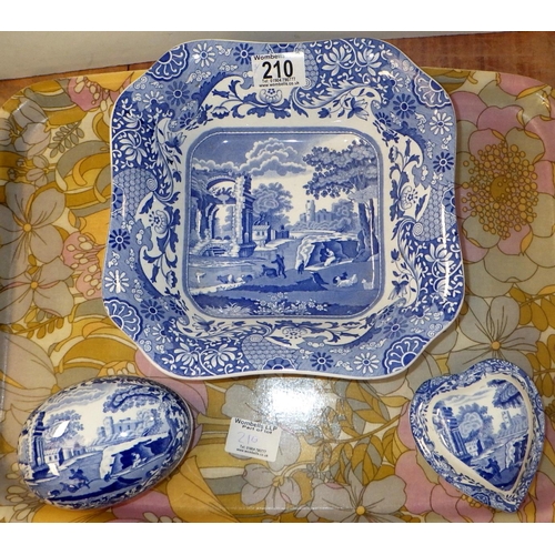 210 - Spode Italian bowl and two lidded pots (3)