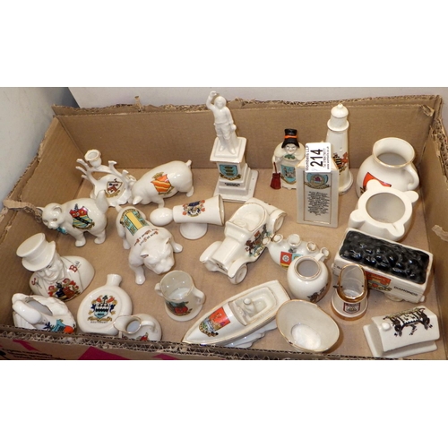 214 - A collection of crested china souvenir miniature's approx 60 (3)