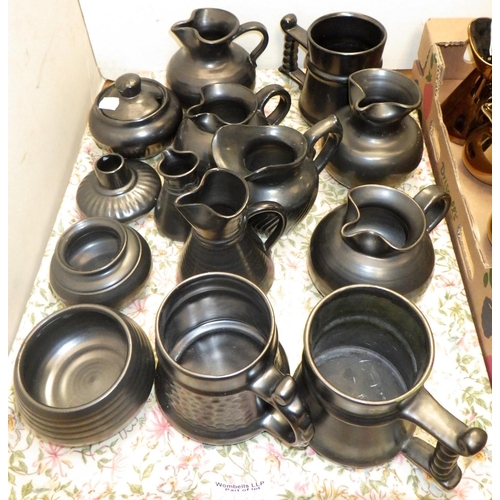 215 - A large collection of Art pottery jugs etc to inc Prinknash (4)