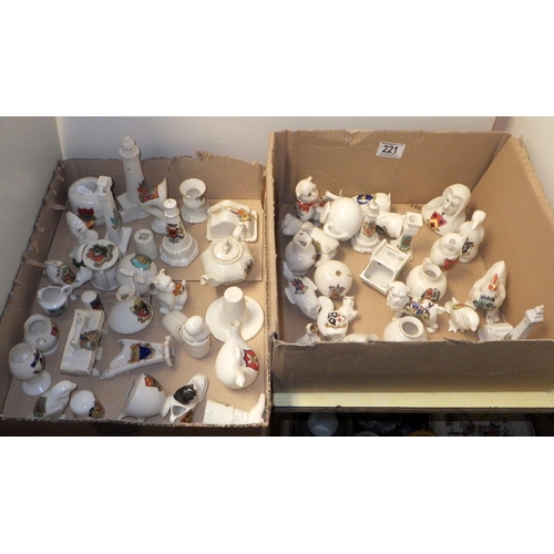 221 - A collection of crested china souvenir miniature's approx 50 (2)