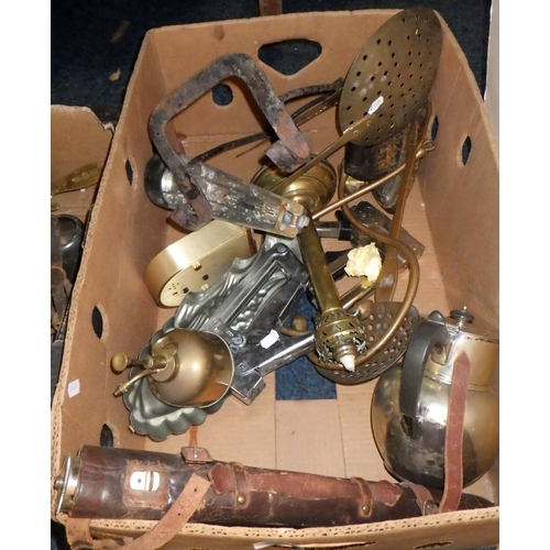 231 - A large qty of misc metal wares, clocks etc (4)