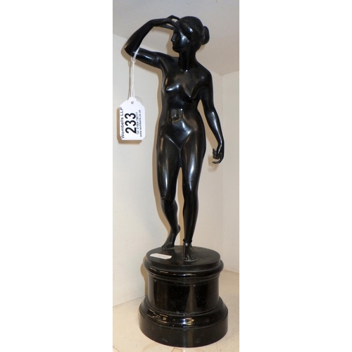 233 - A nude bronze figure on a marble base 32cm tall