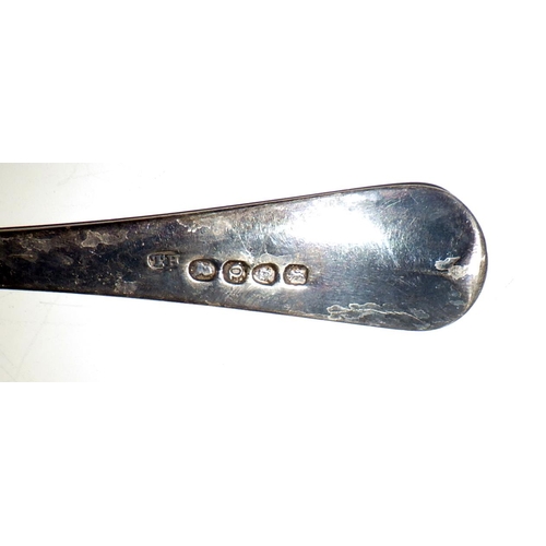 320 - A pair of George III silver table spoons, Thomas Hayter, London 1811; a George III salt spoon. 105g