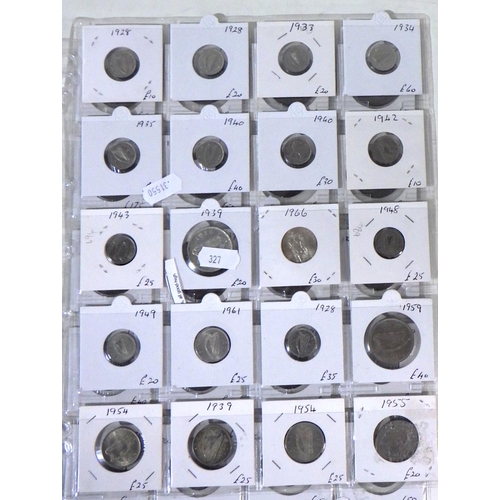 327 - A collection of Irish Free State and Irish Republic coinage, various denominations.  (3)