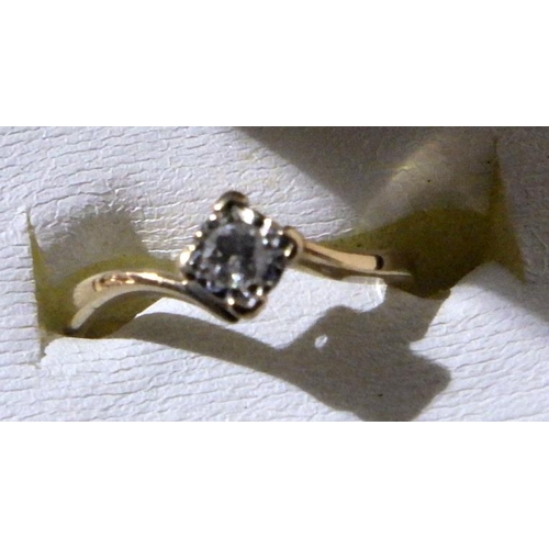 332 - A solitaire ring comprising a brilliant cut diamond in a square illusion setting, 9ct gold; a solita... 