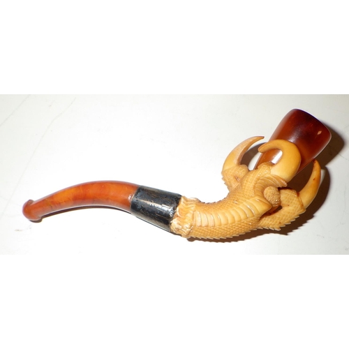 334 - A miniature meerschaum pipe in the form of a claw