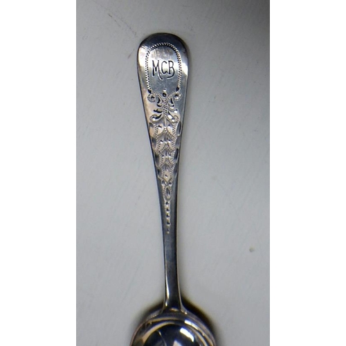 336 - A cased set of six silver coffee spoons with matching tongs. 65g