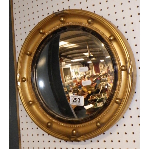 293 - A gilt framed convex mirror 35cm diameter together with a Victorian barometer (2)