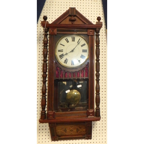 294 - A 19thC inlaid wall clock af