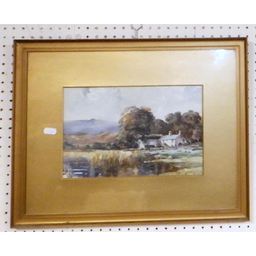 298 - Ernest Burn farm yard watercolour together with two further framed watercolours (3)