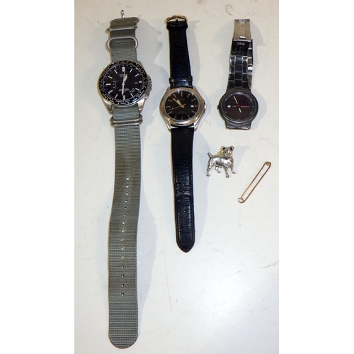 355 - A Citizen Eco drive wristwatch together with Junghans & pulsar watches and a 9ct tie pin (1g)