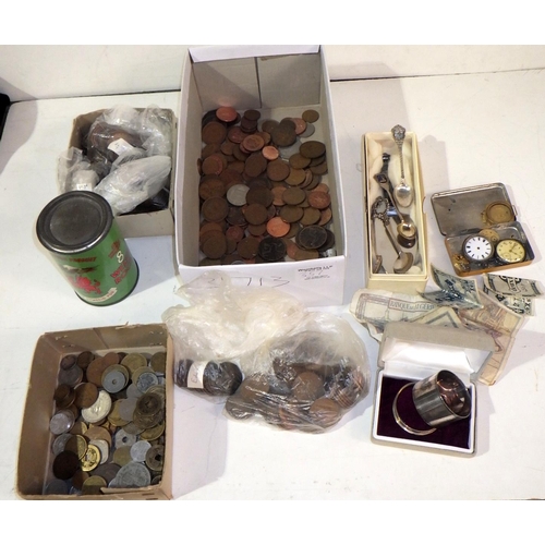 357 - A qty of misc coinage, silver spoons, napkin rings etc