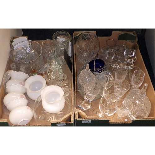 397 - A qty of misc glass wares to inc light shades, cut glass etc (2)