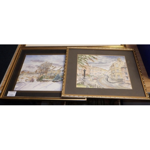 402 - A framed unsigned watercolour of ships in rough sea's together with further pictures and prints (qty... 