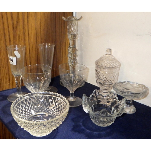 404 - A group of glass ware to inc goblets, candlesticks etc