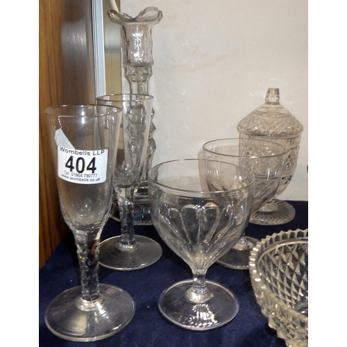 404 - A group of glass ware to inc goblets, candlesticks etc