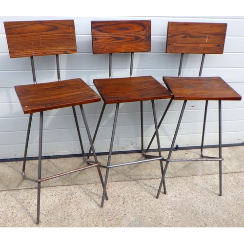 830 - Three kitchen bar stools, rust to metal frames