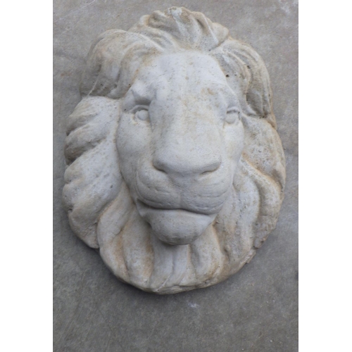 757 - Lion mask, concrete garden plaque, 40cm tall