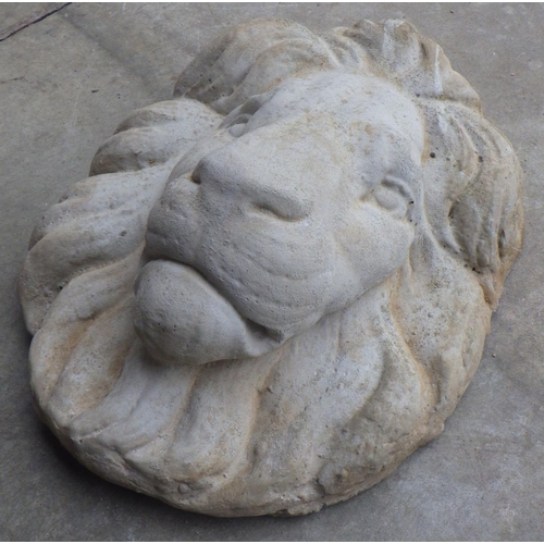 757 - Lion mask, concrete garden plaque, 40cm tall