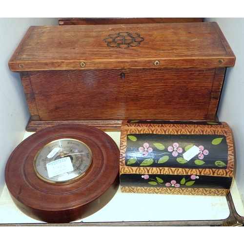 15 - Various boxes including a jewellery box together with a barometer (5)
