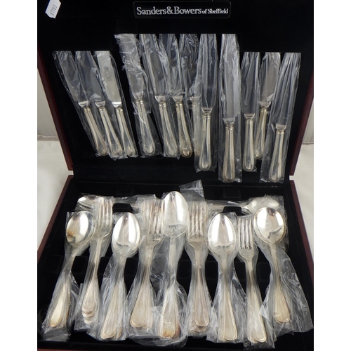 2 - A canteen of cutlery by Sanders & Bowers of Sheffield together with a set of cheese knives from Culi... 