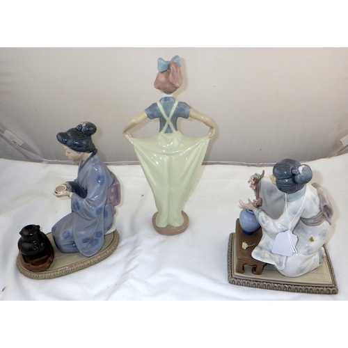 4 - Two  Lladro oriental figures together with a Nao figure af (3)