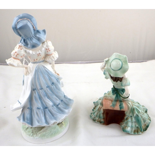 6 - A Worcester milkmaid figure together with a Royal Worcester 'Kate' figure (af)