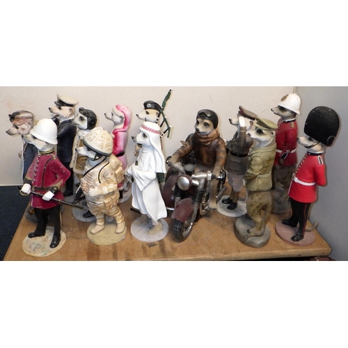 120 - Thirteen costumed meerkat figures from Country Artists, some af (13)