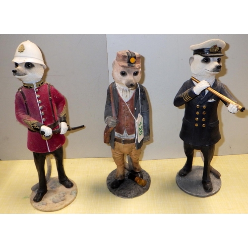 120 - Thirteen costumed meerkat figures from Country Artists, some af (13)