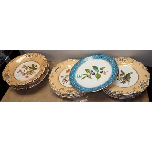 124 - Nine Victorian floral cabinet plates with two matching cake stands together with another plate
Sold ... 