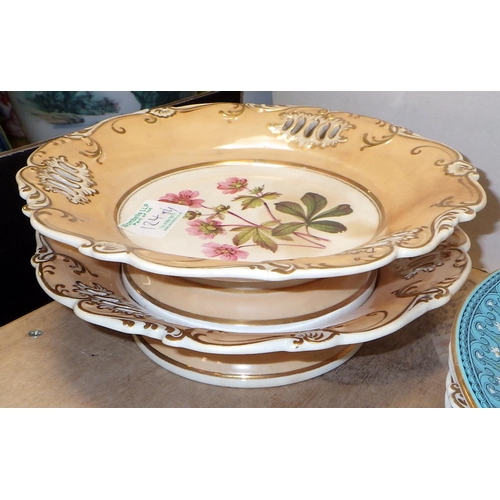 124 - Nine Victorian floral cabinet plates with two matching cake stands together with another plate
Sold ... 