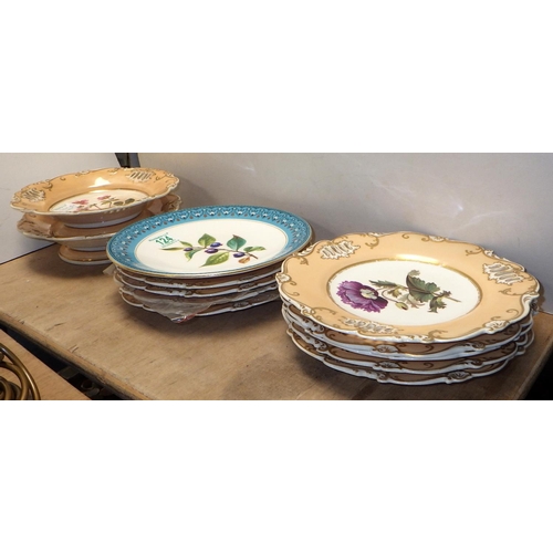 124 - Nine Victorian floral cabinet plates with two matching cake stands together with another plate
Sold ... 