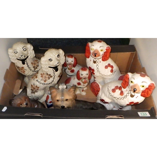 133 - A quantity of Staffordshire dogs etc