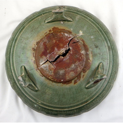 141 - A large light green Celadon glaze Chinese censer dish af 
Sold on behalf of the Terry family York (T... 