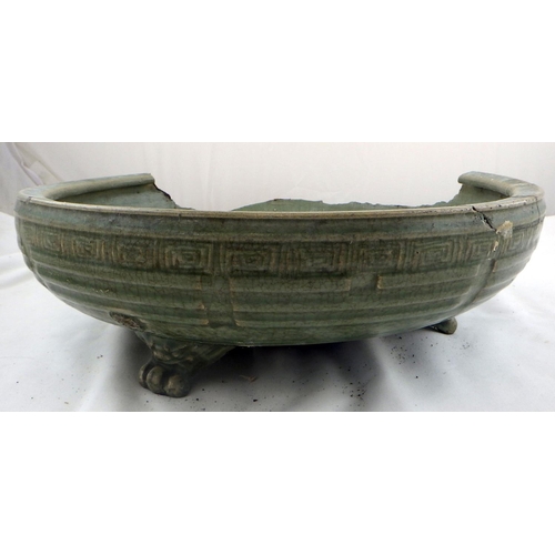 141 - A large light green Celadon glaze Chinese censer dish af 
Sold on behalf of the Terry family York (T... 