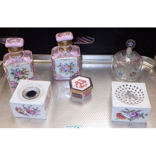 143 - A pair of 19th Century lilac coloured scent bottles together with an 18th Century plate etc
Sold on ... 