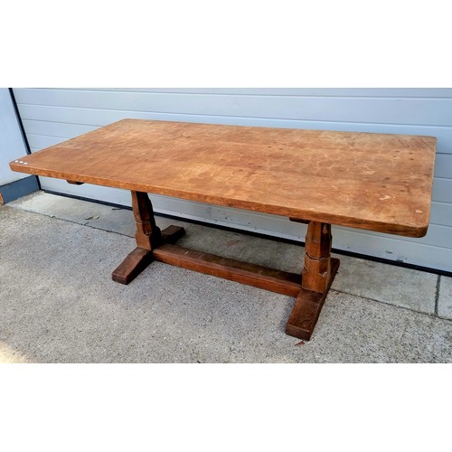 785 - Robert Mouseman Thompson 
An English Oak 6ft Refectory Dining Table, dowelled adzed two plank top, o... 