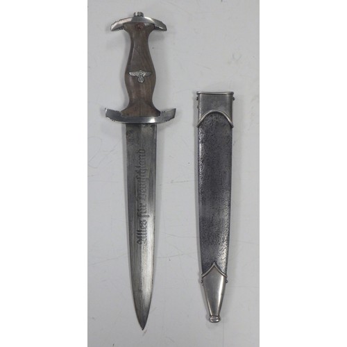 329 - A Third Reich NSKK dress dagger, Alles fur Deutschland motto blade, no maker.  A/F handle worn and r... 