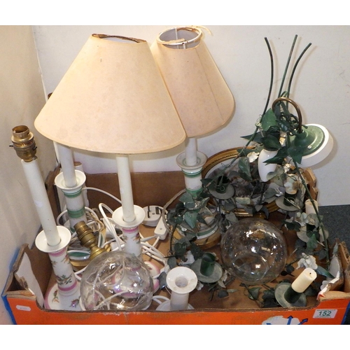 152 - Two pairs of converted candlesticks, pr of glass lamps etc
Sold on behalf of the Terry family York (... 