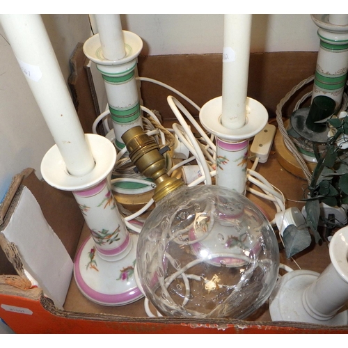 152 - Two pairs of converted candlesticks, pr of glass lamps etc
Sold on behalf of the Terry family York (... 