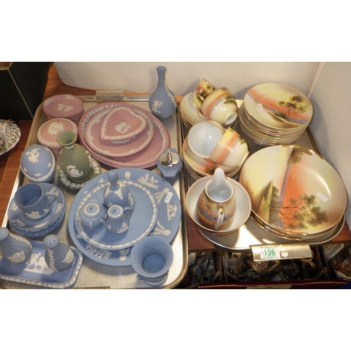 156 - A collection of Wedgwood Jasper ware together with a part Noritake tea set (2)